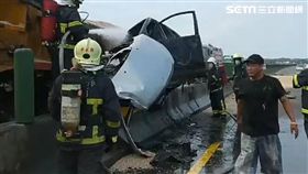 國道.砂石車,車禍,火燒車（圖／翻攝畫面）