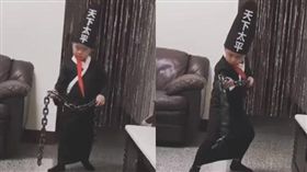 男童萬聖節扮鬼差，架式、表情滿分網友笑噴。（圖／翻攝爆廢公社）