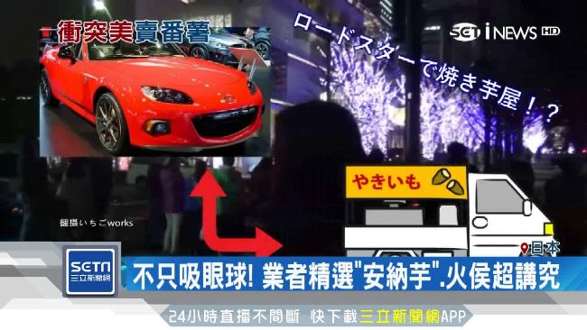 敞篷車+烤番薯！「衝突美感」高人氣