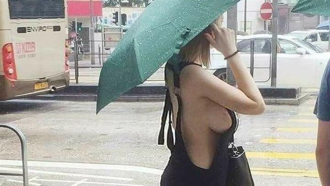 正妹上衣失蹤露半球　碗公奶溢出辣爆