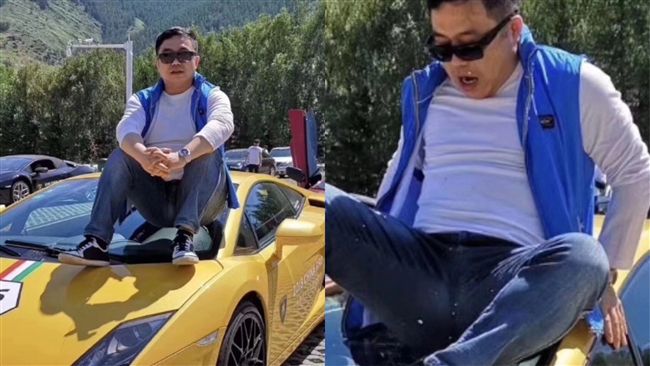 肥仔耍帥坐藍寶堅尼！下一秒笑噴網友