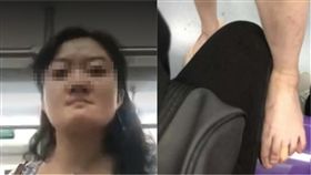 上海,地鐵,讓座,跨腳（圖／翻攝自《北京時間》）