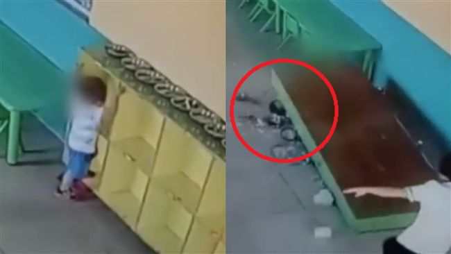 兒遭幼稚園櫃子砸倒　母：心都碎了…