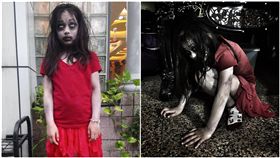 萬聖節,紅衣小女孩,扮裝(圖/翻攝自爆廢公社)