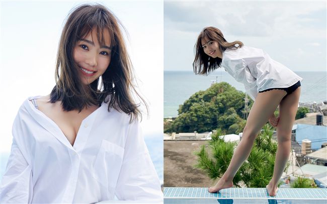 純天然！女模露半球火辣露「深溝」