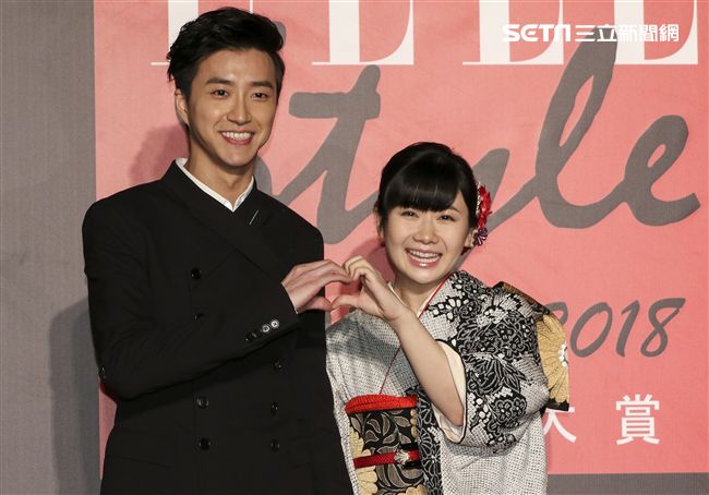 ELLE Style Awards風格人物大賞江宏傑與福原愛。（記者林士傑/攝影）