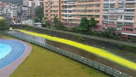 新店區青潭溪出現「螢光色液體」，疑似工廠偷排放廢水。（圖／翻攝自臉書「爆料公社」）