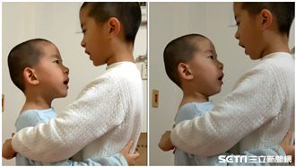 兄弟玩到起屁臉　爸罰愛的抱抱超爆笑