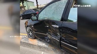 曳引車硬切車道　轎車遭撞飛卡分隔島