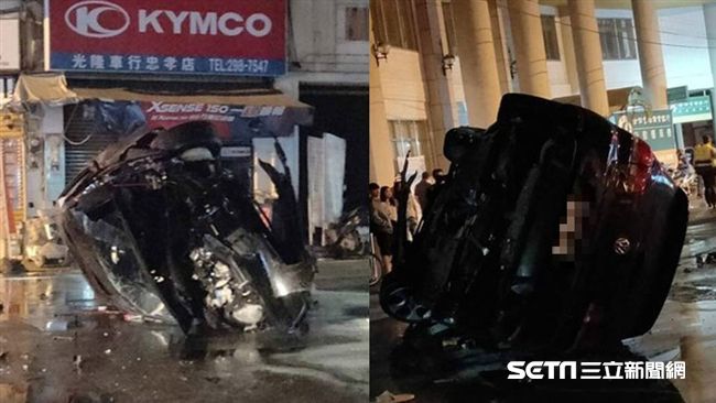 衝撞圓環慘翻火燒車　3人受困險燒死