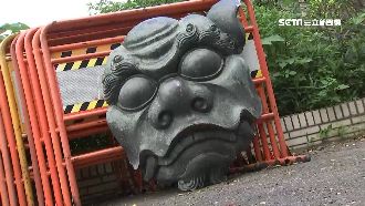偷鎮煞獅頭變賣　太重載不動丟路邊