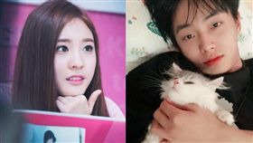金龍國（右）被發現與女團「SONAMOO」娜玹戀愛中，還有棄貓嫌疑重挫形象。（組合圖／翻攝自金龍國IG／娜玹IG）