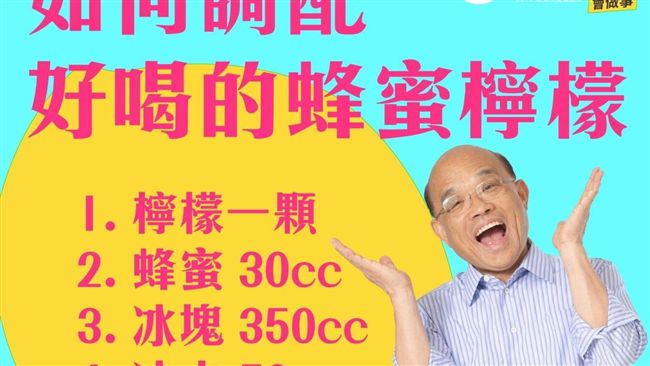 快學！蘇用一圖教會蜂蜜檸檬完美比例