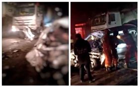 中國大陸,西安,車禍,廂型車,混凝土預拌車（圖／翻攝自微博）