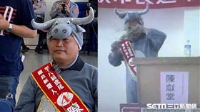 雲林虎尾鎮長候選人陳獻堂扮牛發表政見
