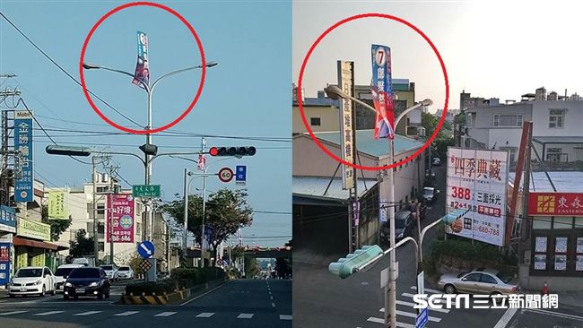 候選人旗幟掛路燈頂　網笑：給誰看啊