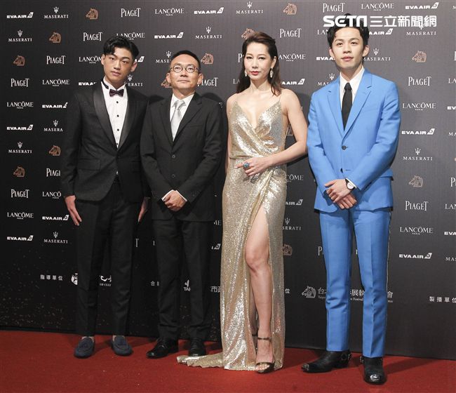 第55屆金馬獎「幸福城市」入圍男女配角李鴻其、丁寧與新演員獎謝章穎及原著劇本獎何蔚庭。（記者邱榮吉、林士傑/攝影）