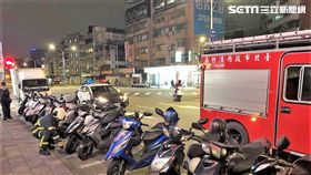 台北市信義商圈飄出瓦斯味，警消及台瓦人員積極找尋來源（翻攝畫面）