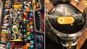 一名女網友的兒子非常喜歡「戰鬥陀螺」，加上阿嬤疼孫，買了一大堆戰鬥陀螺，數量多到要用水電工的工具箱裝。原po無奈抱怨，「整天製造噪音吵死了 一直321～戰鬥開～～～～始」。其他網友看到後，紛紛笑虧「阿嬤養的都比較特別！」（圖／翻攝自爆怨公社）