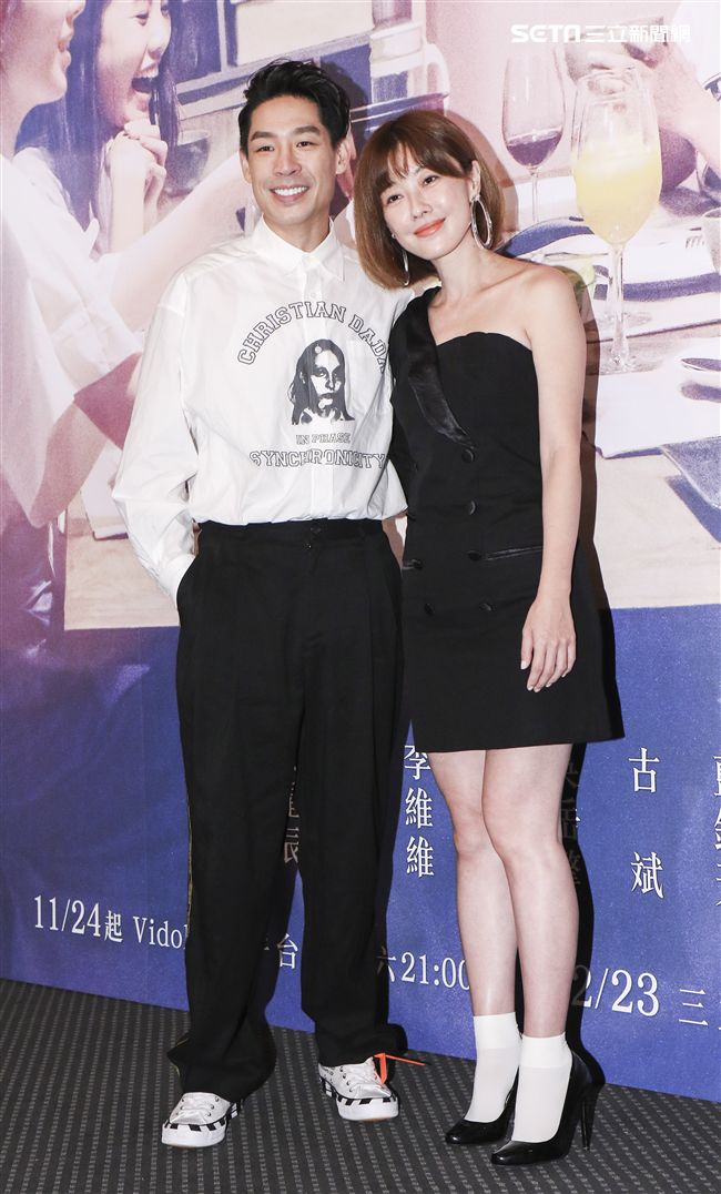 三立迷你劇「你好，幸福」首映會主演藍鈞天與李維維。（記者林士傑/攝影）