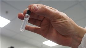 膠塞使流感疫苗變色　專家：硫化反應不完全食藥署16日表示，賽諾菲流感疫苗因「膠塞」（圖中黑色物）品質問題，導致「硫」溶到疫苗中而變色。專家研判，是硫化反應不完全釀禍。中央社記者張茗喧攝　107年11月16日