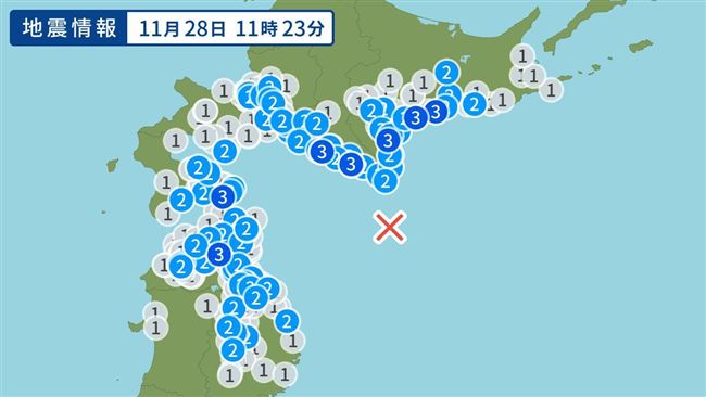 北海道外海5.9地震　青森函館有感
