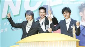 經典男團「5566」成員王仁甫、許孟哲、孫協志宣布即將在明年攻蛋。（記者林士傑/攝影）
