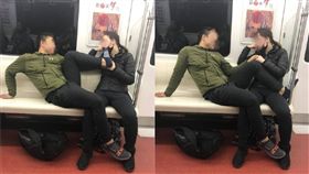 （圖／翻攝自微博）中國,地鐵,秀恩愛,腳趾,噁心