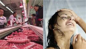 洗澡用的肥皂也包含豬隻成份。（組合圖／中央社、翻攝自gettyimages）