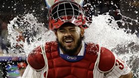 捕手拉莫斯收下大都會大約。（圖／美聯社／達志影像）