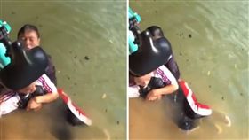 大陸雲南昆明一名年約60歲王姓男子，日前看到有人溺水，奮不顧身地脫下褲子跳水救人，沒想到他上岸後，放在褲子口袋的iPhone7被偷走。對此，王男暖心表示，手機再買就有，但「人命比手機值錢」！（圖／翻攝自梨視頻）