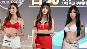 韓國Ｇ無霸美胸「賽車皇后」朴慶恩首度來台參與台北新車大展。（記者邱榮吉/攝影）