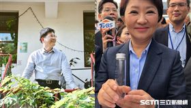 林佳龍、盧秀燕送空氣瓶／林佳龍臉書、記者張雅筑攝