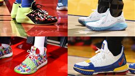 ▲球星穿著耶誕配色球鞋打耶誕大戰。（圖／翻攝自推特）