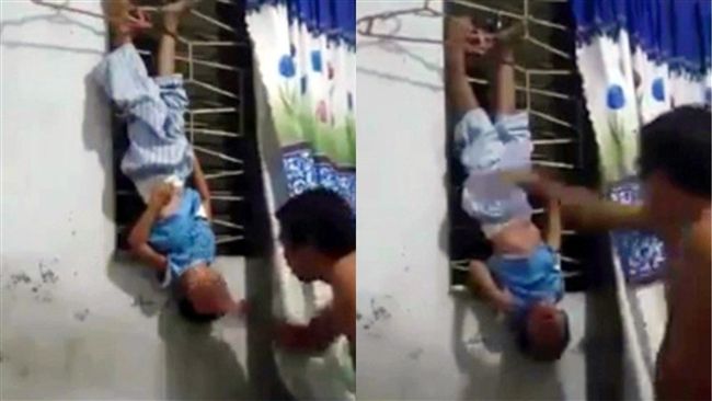 狠父懷疑妻出軌　竟將4歲兒倒吊毆打