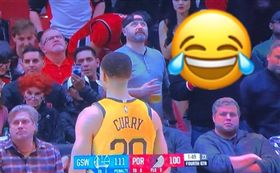 NBA／神射柯瑞罰球　拓迷神招干擾
NBA,金州勇士,Stephen Curry,登月,太空人,干擾
翻攝自推特