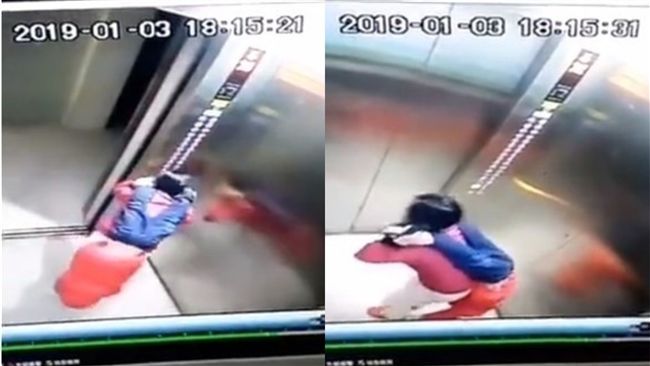 電梯倒吊甩兒46秒！母無助淚鬥死神
