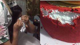 新娘切開婚禮蛋糕發現是保麗龍，崩潰大哭。（圖／翻攝Viral Press YouTube）