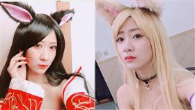 球球扮演《英雄聯盟》人氣女角色「阿璃」罕見超低胸造型。（圖／翻攝自球球臉書粉專）