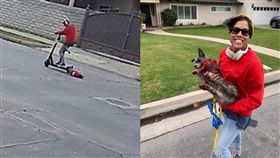 虐狗,拖行,狗,遛狗,電動滑板車,美國,加州,拖行,　圖／翻攝自Brandon Sanders臉書　https://goo.gl/xTrvAD