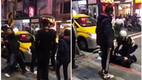 台北市西門町1名張男怒甩女友巴掌，傅男與2名友人路過竟痛毆張男，最後遭警方壓制並依傷害罪送辦（翻攝《爆料公社》）