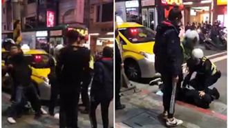 渣男怒甩女友巴掌　慘遭路過屁孩痛毆