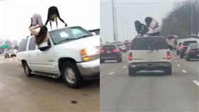 美女車頂大跳電臀舞　高速公路司機全傻眼（圖／Jackie Friedhoff臉書）