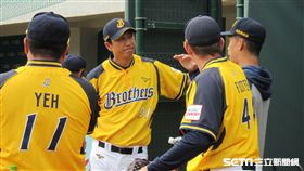 ▲中信兄弟首席教練丘昌榮與教練團討論春訓安排。（圖／記者蕭保祥攝影）