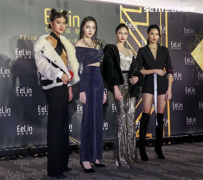伊林娛樂時尚尾牙派對，女模周祥蕙、賴蕾安、張念慈、陳詠芯。（記者林士傑/攝影）
