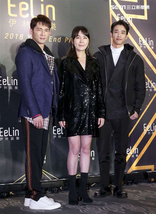 伊林娛樂時尚尾牙派對，依林娛樂總經理陳婉若與藝人溫昇豪、劉以豪。（記者林士傑/攝影）
