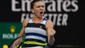 ▲哈莉普為自己吶喊助威。（圖／翻攝自澳網推特）