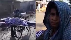 印度孝子單車載母屍赤腳走5公里下葬。（圖／翻攝自GOSSIP NEWS
 YouTube）