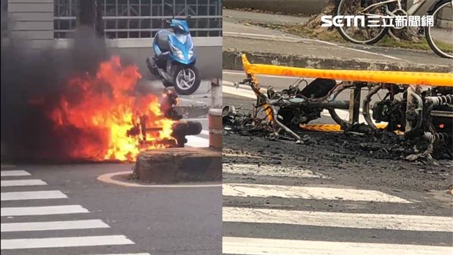 騎士擦撞休旅車彈飛　機車慘燒成火球