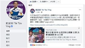 ▲戴資穎在臉書感謝、並分享去年全英賽冠軍戰敏體字幕影片。（圖／翻攝自戴資穎臉書）